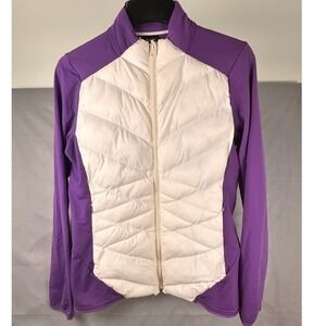 Foida Women's L Purple Quilted Hybrid Jacket Nulon Shell Stretch Knit Activewear
